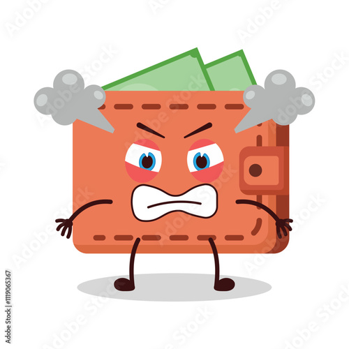 cute furious expression of wallet cartoon character