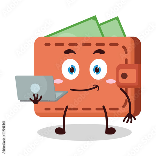 cute success business expression of wallet cartoon character carry laptops