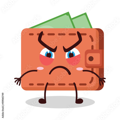 cute provoked expression of wallet cartoon character