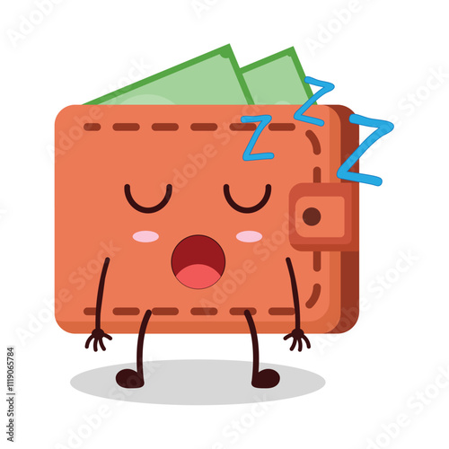 cute rest expression of wallet cartoon character