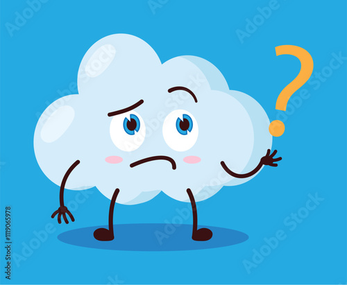 cute curious expression of cloud cartoon character