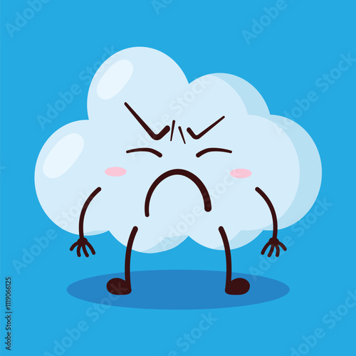 cute annoyed expression of cloud cartoon character