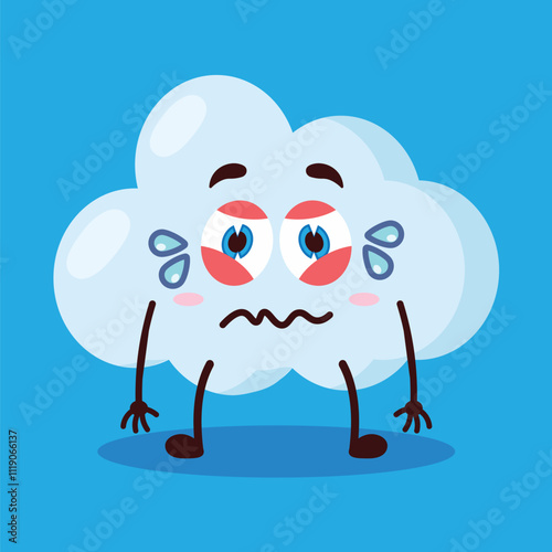 cute upset expression of cloud cartoon character
