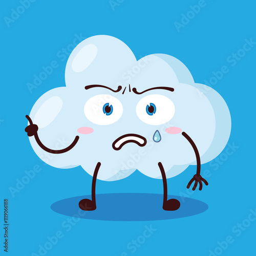 cute weird expression of cloud cartoon character