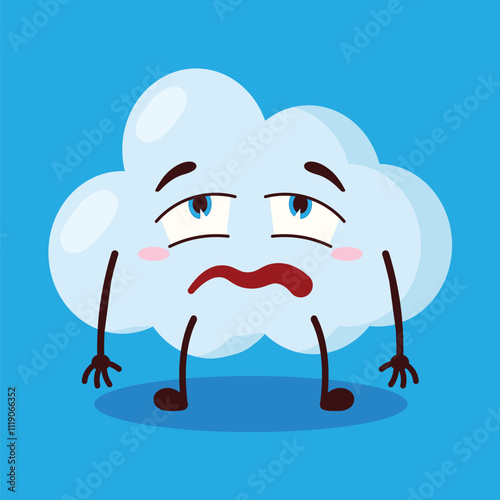 cute bored expression of cloud cartoon character