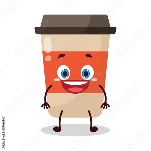 cute happy expression of coffee cup cartoon character