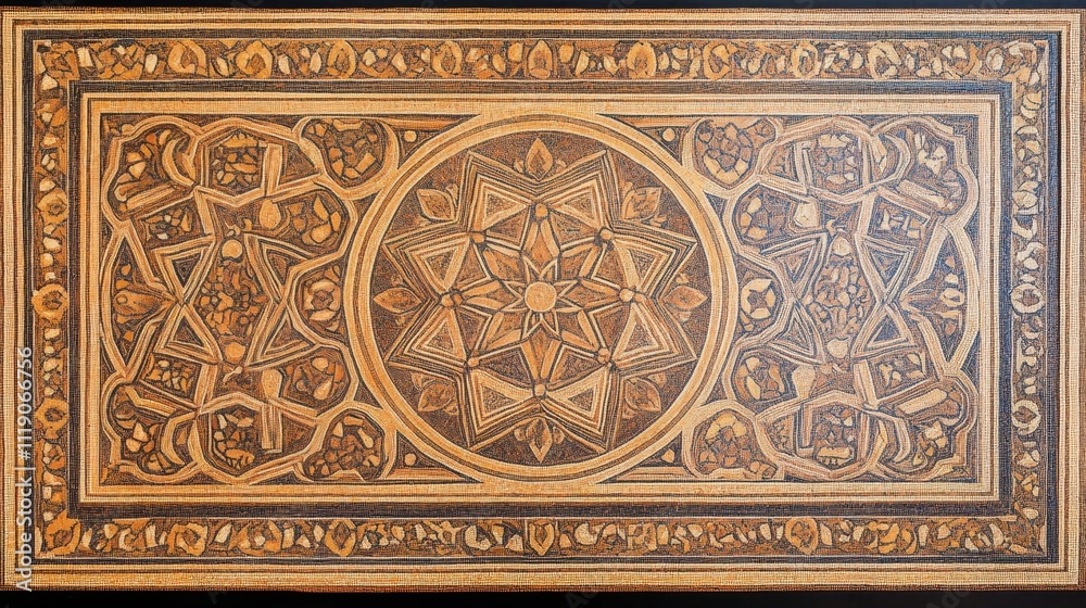 Intricate geometric patterns in traditional woodwork design Intricate geometric patterns in traditional woodwork design