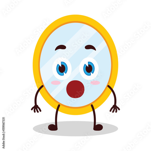 cute shocked expression of mirror cartoon character