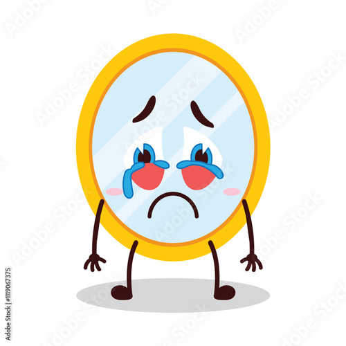 cute cry expression of mirror cartoon character