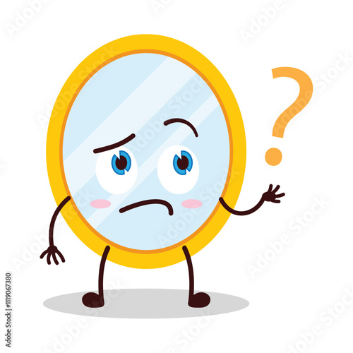 cute curious expression of mirror cartoon character