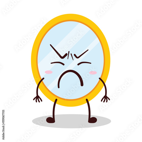 cute annoyed expression of mirror cartoon character