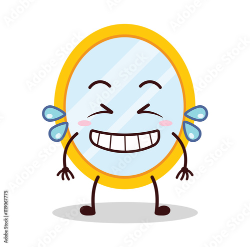 cute pleased expression of mirror cartoon character