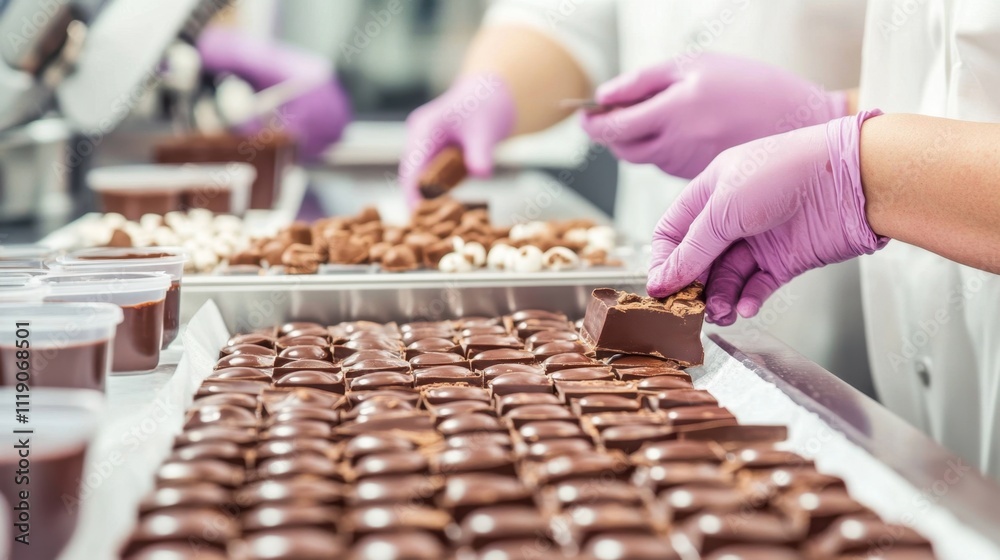 American Chocolate Week Artisan chocolate production: skilled hands crafting gourmet confections in a modern kitchen