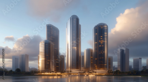 Futuristic Cityscape with Modern Skyscrapers
