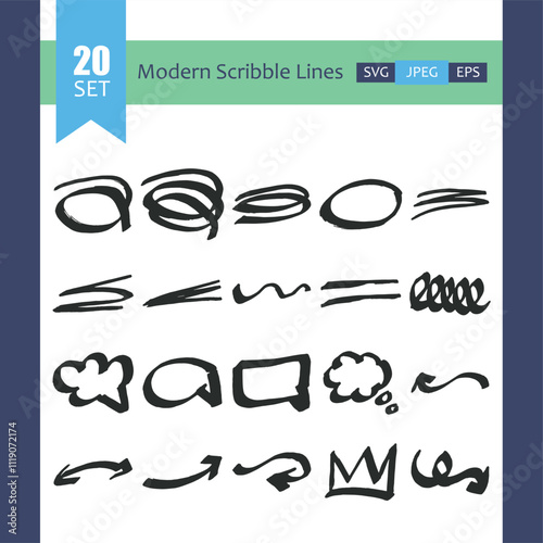 Modern Scribble Line Graphics for Designers