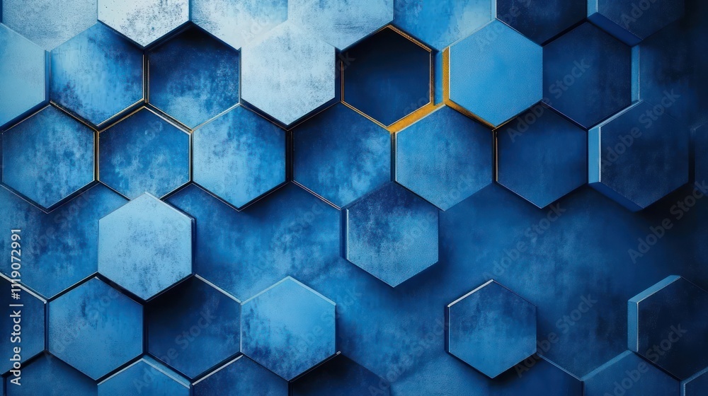 Blue Hexagon Overlapping Pattern Abstract Artwork Minimalistic Design Blue Hexagon Overlapping Pattern Abstract Artwork Minimalistic Design