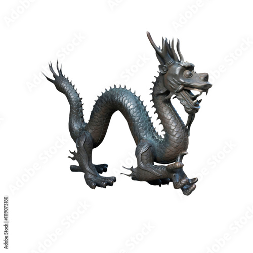 chinese dragon statue isolated on white traditional