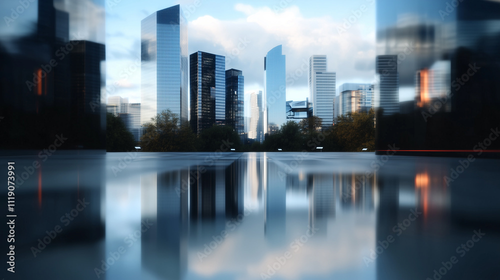 Modern Skyscrapers Reflecting in Urban Night
Modern Skyscrapers Reflecting in Urban Night