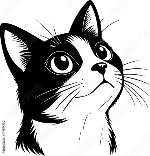 A silhouette Cute cat vector art illustration