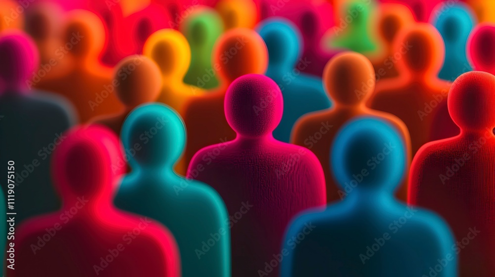 Obraz premium Vibrant Colorful Group of Abstract Human Figures