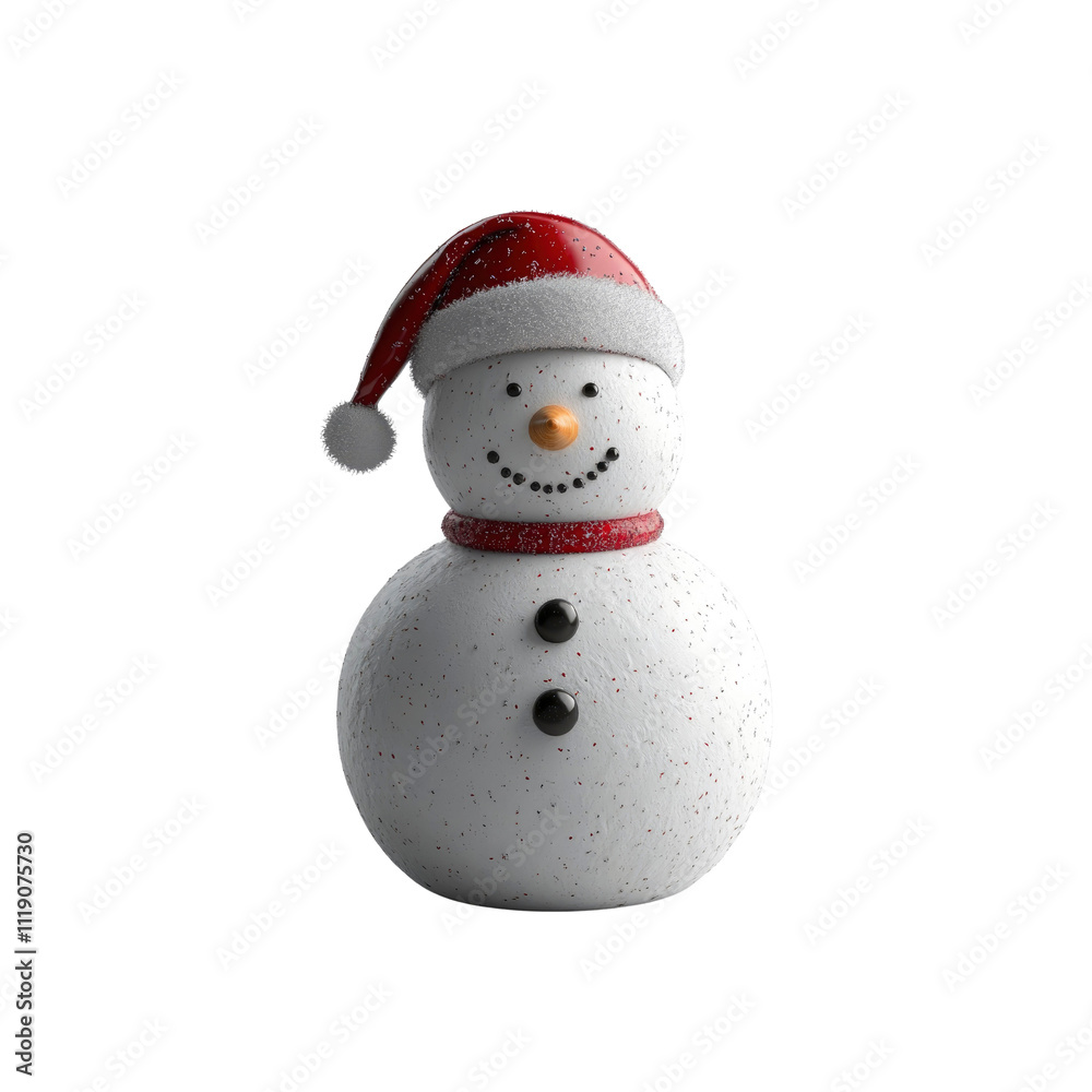 Festive Snowman in Santa Hat 3D Rendered Christmas Character Festive Snowman in Santa Hat 3D Rendered Christmas Character