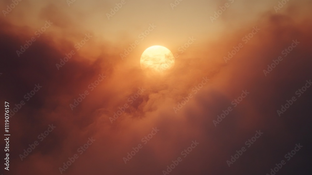 Serene Sunset Over Clouds with Warm Hues and Soft Light Effects Serene Sunset Over Clouds with Warm Hues and Soft Light Effects