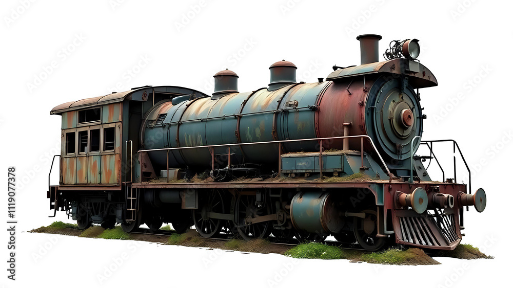 Old and rusty locomotive transparent image Old and rusty locomotive transparent image