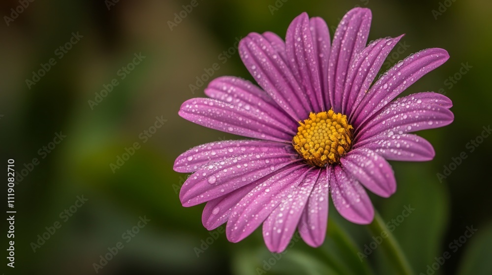 Beautiful purple flower with droplets on petals in natural setting Beautiful purple flower with droplets on petals in natural setting