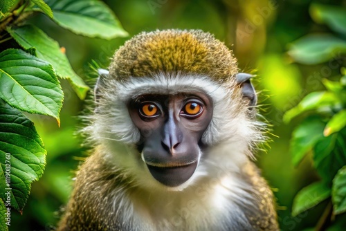 Vervet Monkey Portrait, Nyungwe Forest, Rwanda, Africa Wildlife Photography photo