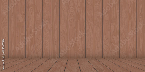 Wooden floor and wall mocha mousse tone background graphic illustration have blank space for advertisement or place the products presentation.