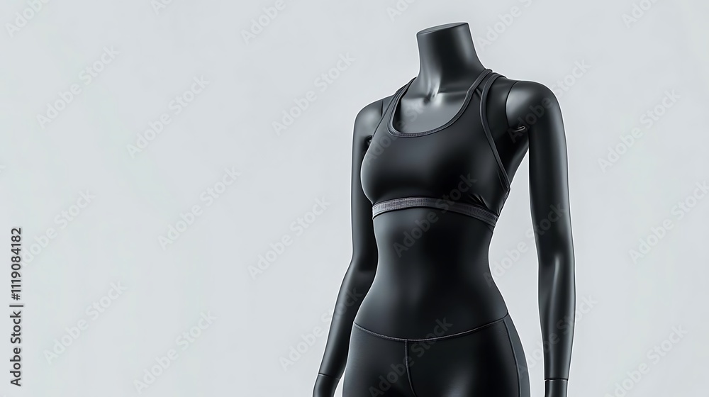 Black Mannequin Displays Athletic Sports Bra And Leggings Black Mannequin Displays Athletic Sports Bra And Leggings