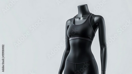 Black Mannequin Displays Athletic Sports Bra And Leggings