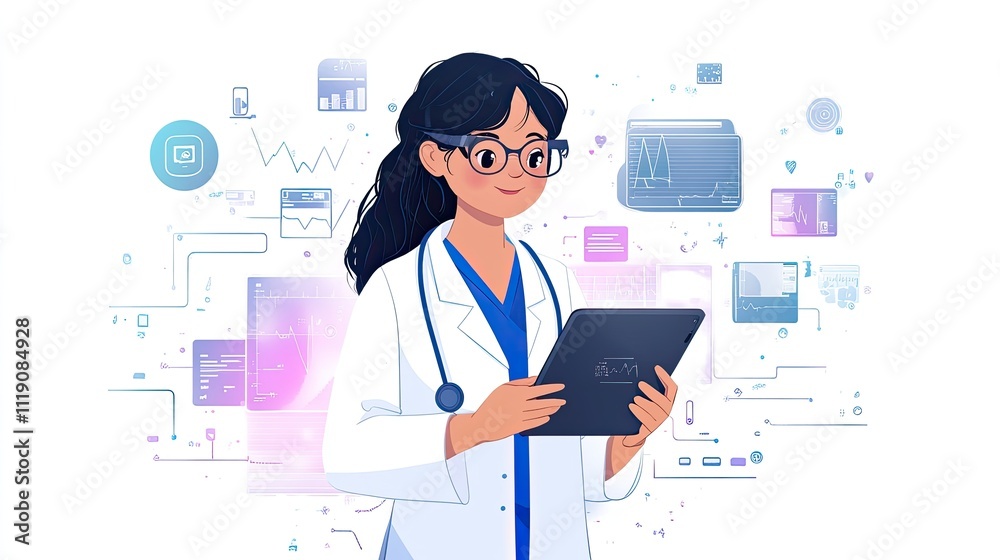 Female Doctor Using Technology For Patient Healthcare Analysis Female Doctor Using Technology For Patient Healthcare Analysis