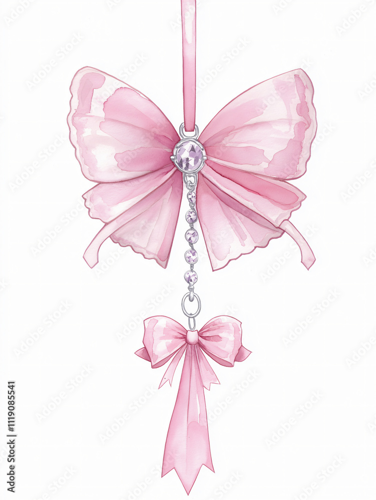 Elegant butterfly charm watercolor design pink ribbon, silver sparkling pastel shades or decorative crafts jewelry whimsical art clipart white background moth coquette decor invitation card party Elegant butterfly charm watercolor design pink ribbon, silver sparkling pastel shades or decorative crafts jewelry whimsical art clipart white background moth coquette decor invitation card party