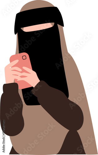 Muslim woman wearing niqabis or veil illustration