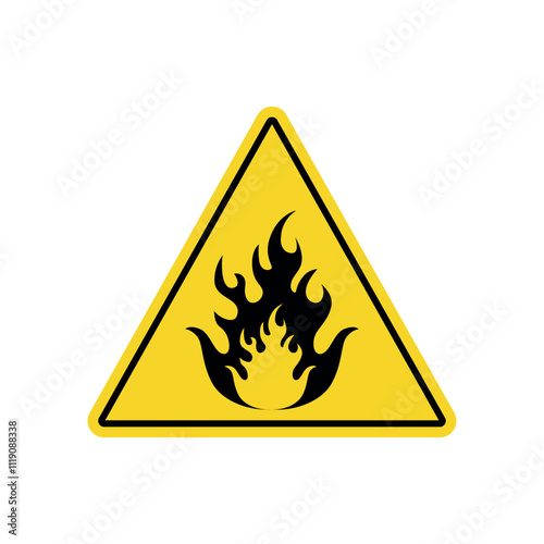 flammable substance warning sign in yellow triangle