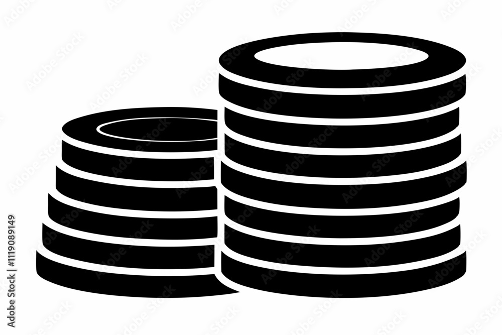 Black Silhouette Coins Stack Vector Icon Design Black Silhouette Coins Stack Vector Icon Design