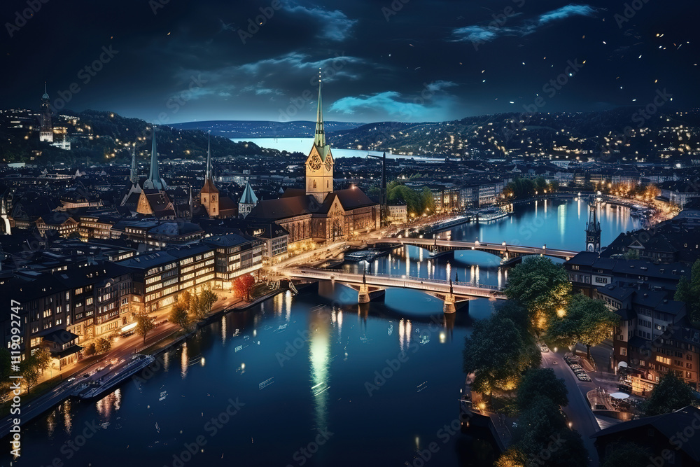 Fototapeta premium Exceptional Starry Sky Over City