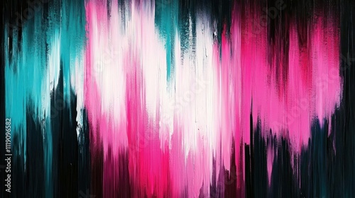 Abstract Vibrant Pink Teal White Vertical Streaks Graphic Art Design Energetic Modern Composition Artistic
