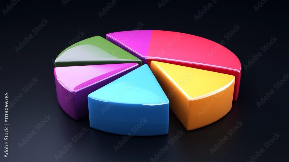Obraz premium Colorful Pie Chart Representation of Data Analysis and Statistics
