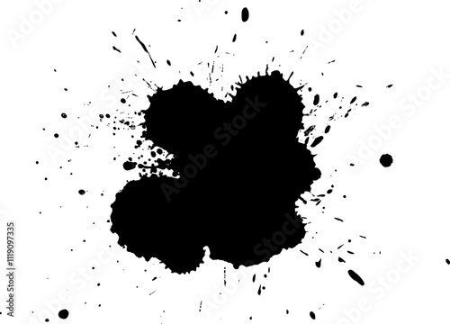 black ink brush painting artistic splash splatter grunge graphic element