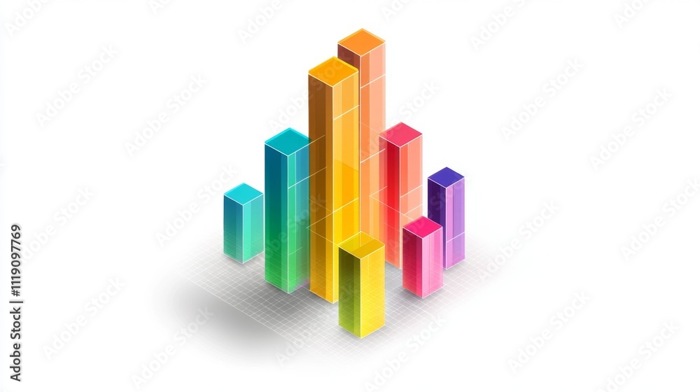 Colorful 3D Bar Graph Representing Data Visualization Concepts Colorful 3D Bar Graph Representing Data Visualization Concepts