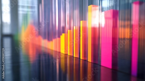 Colorful Abstract Bar Chart Visualization on Glass Surface