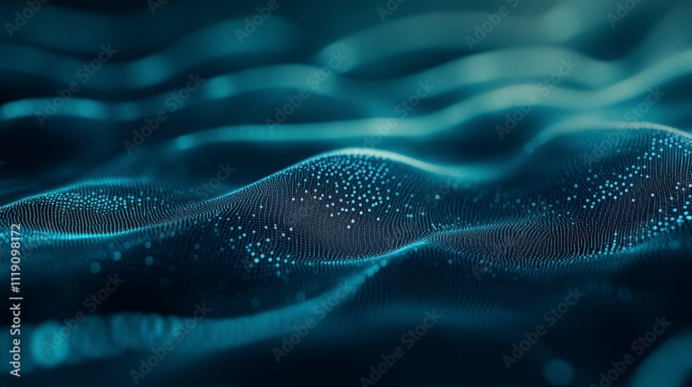 Abstract Teal Wave of Data Points - Digital Technology Background Abstract Teal Wave of Data Points - Digital Technology Background