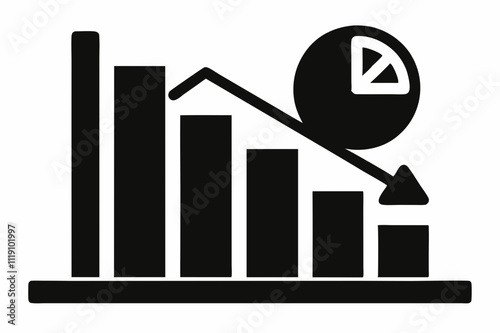 Black Silhouette Cost Reduction Chart Icon Vector