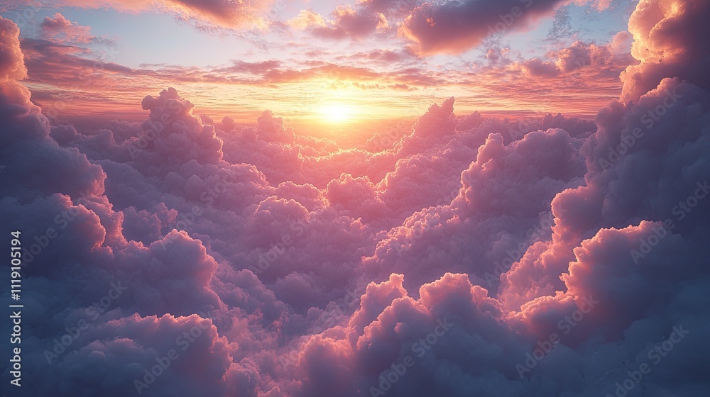 Sunset Above a Sea of Pink and Purple Clouds Sunset Above a Sea of Pink and Purple Clouds