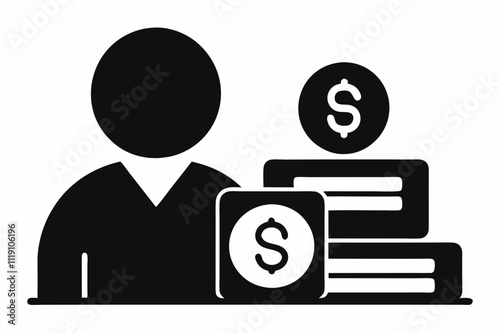 Black Silhouette Dividend Payment Icon Vector