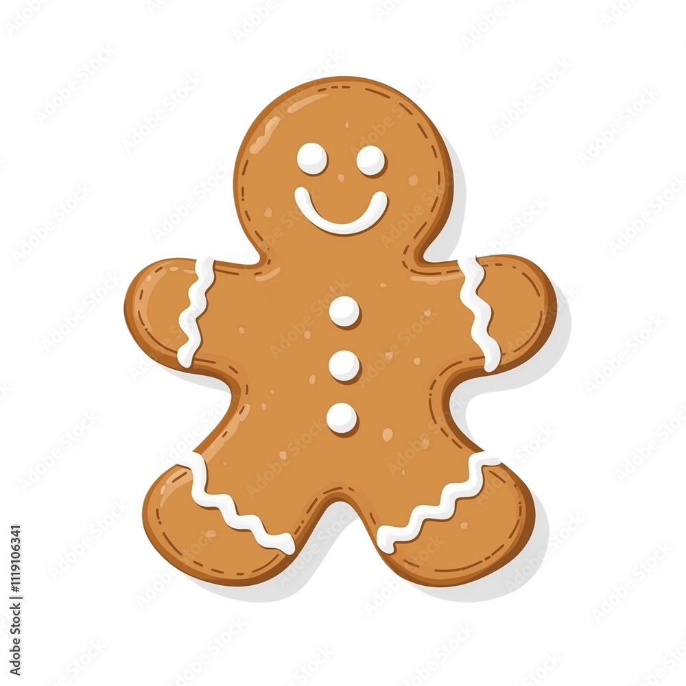 Obraz premium Gingerbread man cookie decorated with icing on a white background