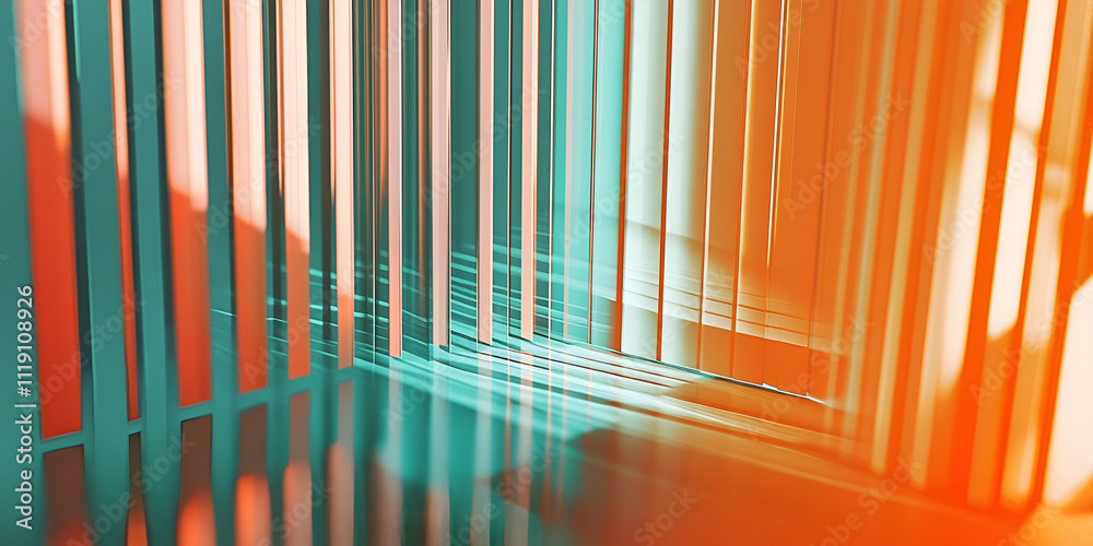 Obraz premium Abstract Teal and Orange Geometric Structure 