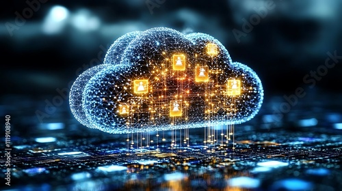 Wallpaper Mural Abstract cloud computing network with digital icons. Torontodigital.ca